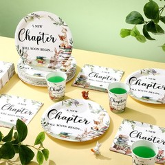 200 PCS Storybook Baby Shower Tableware Set Plates Napkins Cups Decorations