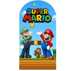 Super Mario Arch Backdrop Cover Happy Birthday Party Photo Background Prop