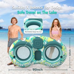 Sunikko X 5in1 Pool Floats Adult Heavy Duty River Tube, 2 Person Water Lounge…