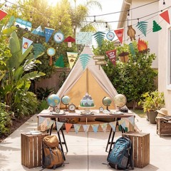 2 Pack Camping Party Decorations Adventure Awaits Banner Garland VBS Vacation…