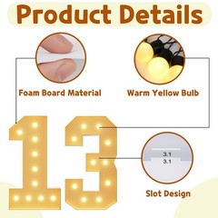 4FT Light Up Numbers Marquee 13th Birthday Decorations Large Foam Board DIY Kit