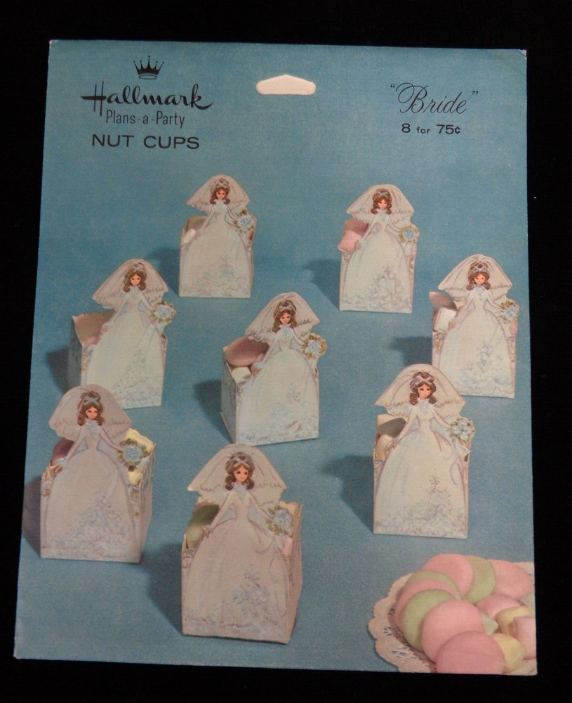 Vintage Hallmark Plans-A-Party BRIDE Nut Cups – Set of 8 – New Old Stock