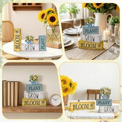 4 Pcs Sunflower Table Decorations Sunflower Wooden Sign Kettle Summer Tiered …