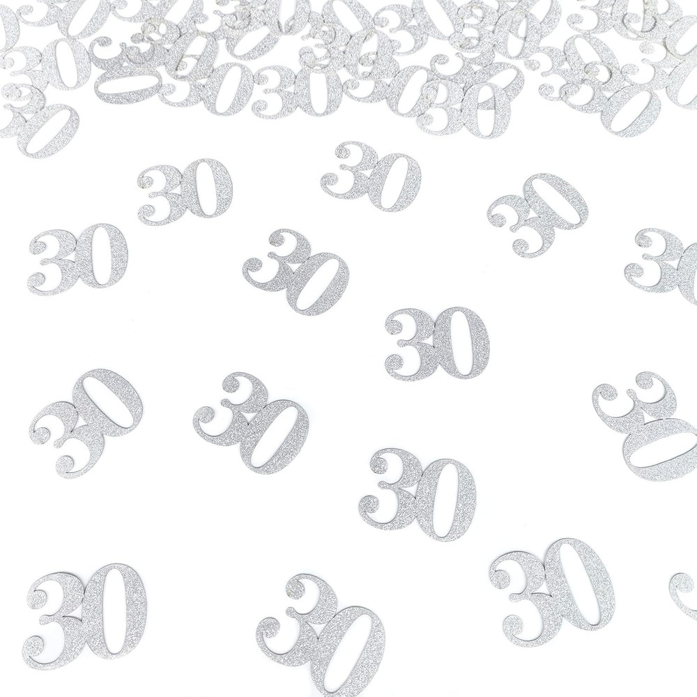 30Th Happy Birthday Confetti Decorations – Number 30 Silver Glitter Table Confet