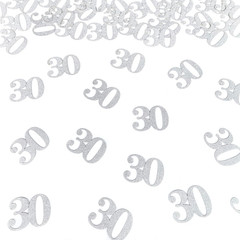 30Th Happy Birthday Confetti Decorations – Number 30 Silver Glitter Table Confet