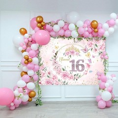 7x5ft Sweet 16 Backdrop Sweet 16 Banner Decorations for Girls Birthday Party …