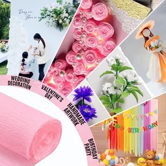 3 PCS Pink Crepe Paper 9.8 Inch x 8.2 Ft Flower Making Papel Crepe Decor