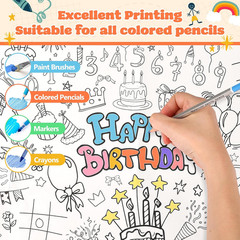 Birthday Coloring Tablecloth, 40X28 Inch Coloring Poster Coloring Table Cloth fo