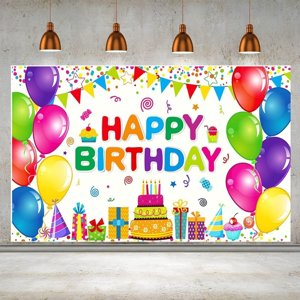 Happy Birthday Party Decorations Colorful 5.92 x 3.58 feet,