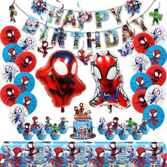 Spidey Themed Birthday Party Decorations Set Banner Balloons Tableware Kit