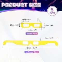 5 Pack 3D Diffraction Glasses Firework Diffraction Grating Yellow