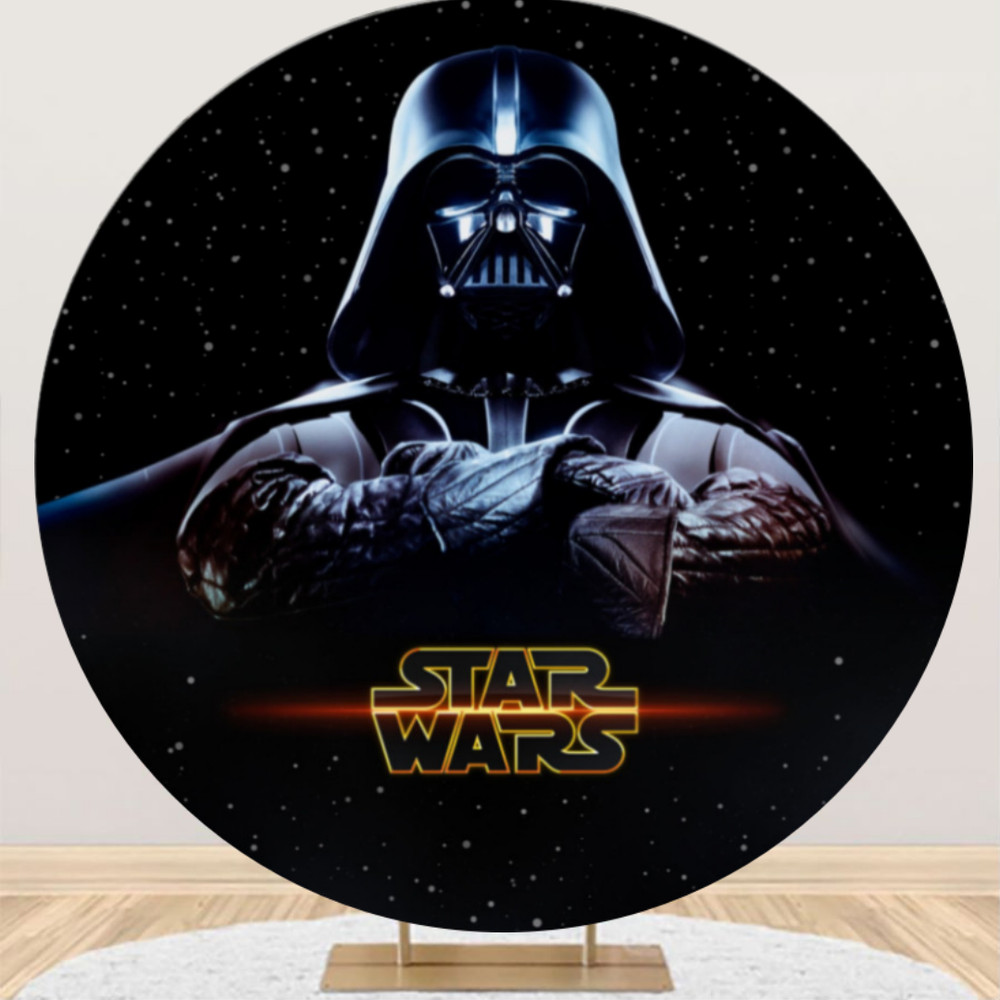 Round Star Wars Backdrop Happy Birthday Photo Studio Background Party Supplies