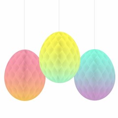 Pastel Easter Egg Decorations Honeycomb Hanging Egg Decorations 18cm x 3