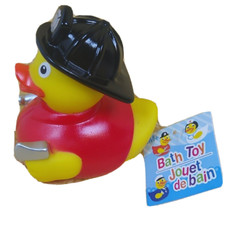 Fire Fighter Rubber Squeaker Duck 4 inch New