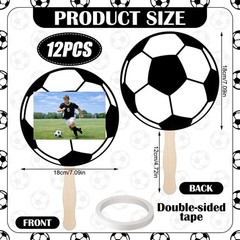 12 Pcs Soccer Picture Frame Soccer Shaped Fans Handle Double Sided Photo Prop…
