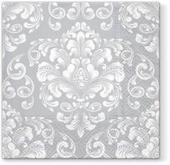 Wedding Pattern 20 Cocktail Paper Napkins Silver Grey and White Elegant Party