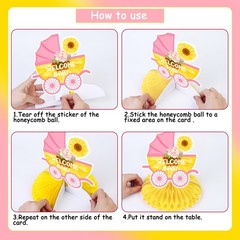 8 Pieces Sunflower Baby Shower Honeycomb Centerpieces, Pink Sun Flower Baby S…
