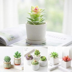 HappyHapi 12 Pcs Artificial Succulents Mini Fake 12 pack, Flocked Green