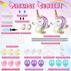 2 Set Party Balloon Column Stand Kit with 2 Balloons 100 Latex Balloons, Adju…