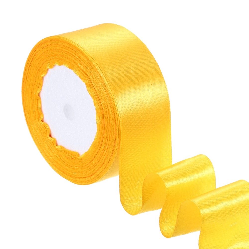 1.5 Inches x 24 Yards Satin Ribbon Roll Gift Wrapping Ribbon, Golden Yellow