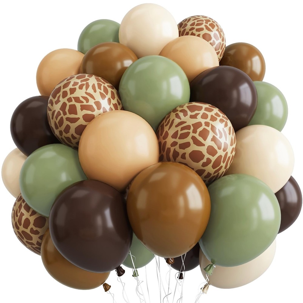 Sage Green and Brown Balloons, 12inch Safari Olive Green Beige Brown Nude Dee…