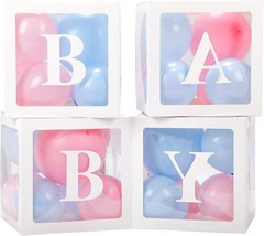 Baby Boxes W/ Letters 4 Transparent Balloon Gender Reveal Birthday Wedding Baby