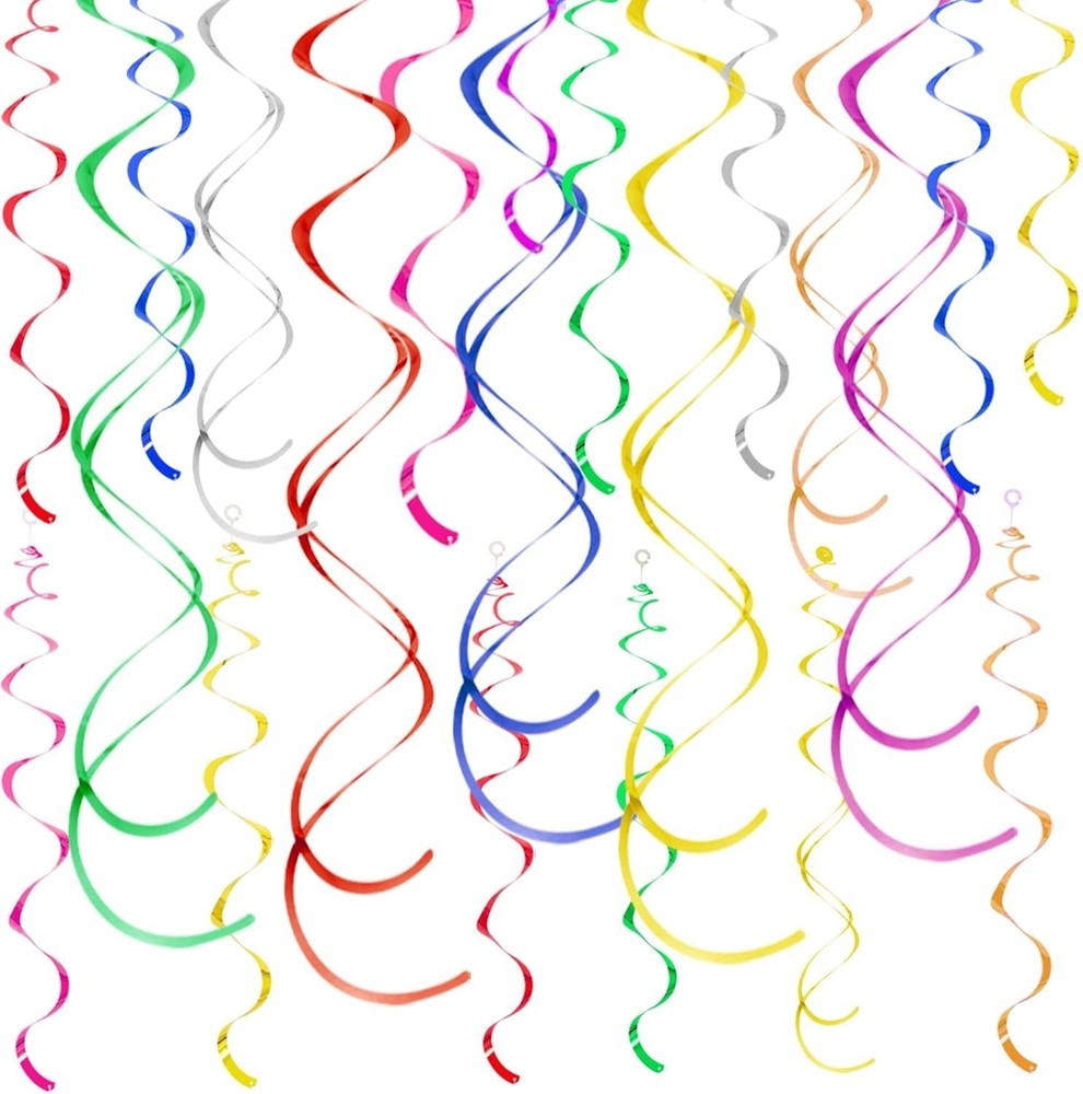 eiling Swirl Foil Decorations Hanging Plastic Streamer Themed Swirl Party Decora