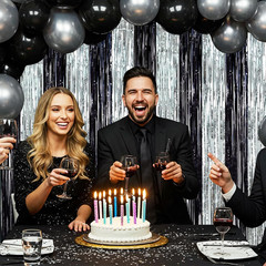 2Pcs Black Silver Door Streamers Congrats Grade 2026 Decoration Backdrop Foil Fr