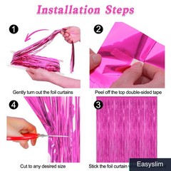 Rose Red Foil Curtain Streamer 2 Pack Party Backdrop Valentine’s