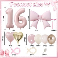 Pink Sweet 16 Number Balloon, 16th Decorations for Girls Dusty Blush Pink Gol…