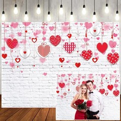 Durable 8x6ft Backdrop with Red Hearts Perfect for Valentine’s Celebrations