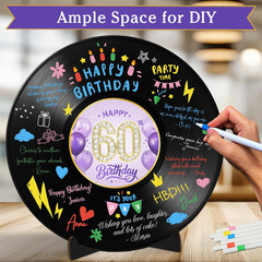 60Th Birthday Decorations, Purple Gold Back in 1966 Alternative Guest Book