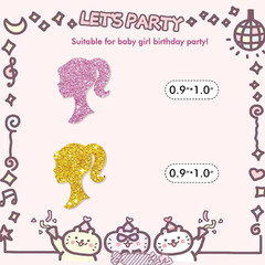Set of 100 Doll Confetti, Pink/Gold Glitter Girl Birthday Confetti, Doll Party C