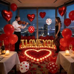 1060PCS Valentine’s Day Balloons Kit with 1000 Pcs Silk Rose Petals I Love Yo…