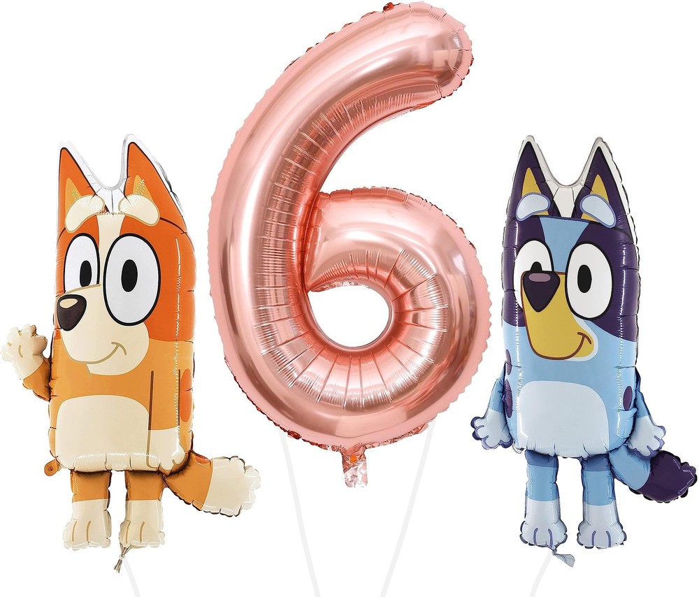 ® Bluey & Bingo Balloon Birthday Pack – 2 x 32″ Character Balloons & 1 x 40″ …