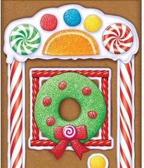 Holiday GINGERBREAD HOUSE Door Cover Poster Backdrop Christmas Candy Decoration