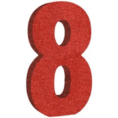 1 PCS 7.8 Inch Red Glitter Number 8 Wooden Table Centerpiece Birthday Decor