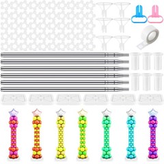 12 Sets Balloon Column Stand Kit, 6.6 ft Adjustable Balloon Tower Pillar Tele…