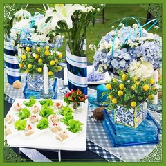 Giegxin Blue Tiles Lemon Table Centerpiece Decor Amalfi Coast Box Multi Color