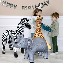 Jet Creations 3PK Inflatable Safari Animals Giraffe Zebra Elephant Party Holiday