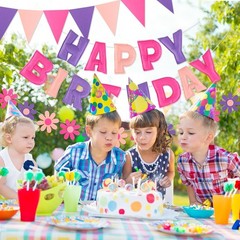 Felt Birthday Decorations, NO DIY, Pre-Strung 3D Felt Happy Birthday Banner w…