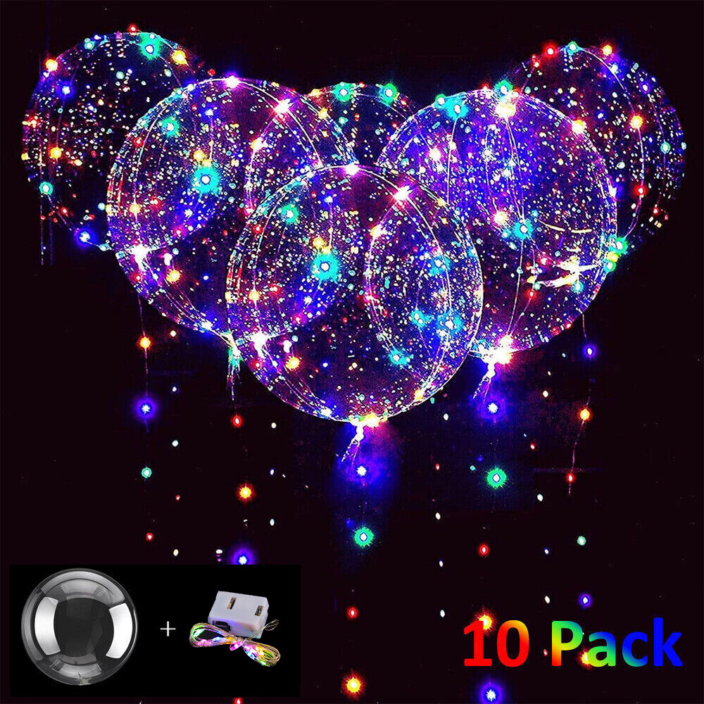 10 PCS Clear LED BOBO Balloons Decoration Light Up Party Birthday Wedding Xmas