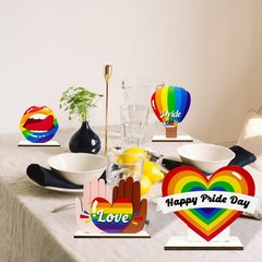 6 Pcs Gay Pride Table Wooden Decorations LGBT Pride Month Party Table Decor L…