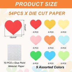 54Pcs Heart Cutouts, Heart Shaped Decorative Cut-Outs Die Cut Paper Decoratio…