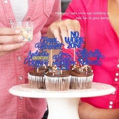 30 PCS Happy Retirement Cupcake Toppers Officially Retired Cake Blue