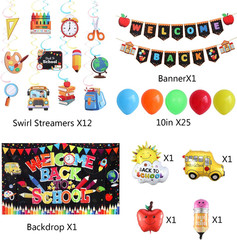 Welcome Back to School Decorations Set, Welcome Back Banner, Backdrop, Hanging S
