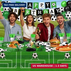 Soccer Birthday Party Decorations Includes Plates, Napkins, Cups, Banner, Hangin