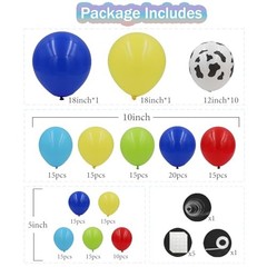 Red Blue Yellow Balloons Arch Kit, 162pcs Multi Color Red Yellow Green Blue