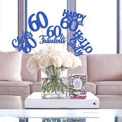 60th Birthday Centerpiece Sticks 15 PCS Happy 60 Table Flower Decor Blue