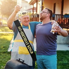 60TH Birthday King Crown and Sash Gifts for Men. Birthday Party Decoration fo…